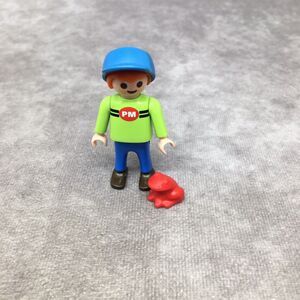 Playmobil Red/Orange Headed Child w/Freckles & Red Frog -Wearing a PM Shirt
